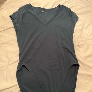 Fitted Short-Sleeve V-Neck Bodysuit